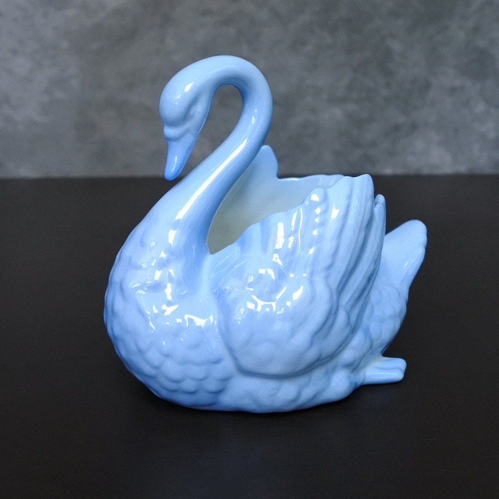 Rare Vintage 1940s Lenox China Blue Swan Sugar Paddle Foot Open Bowl Planter